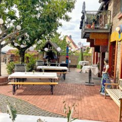 Terrasse der Eventlocation Faselstall-Biebesheim